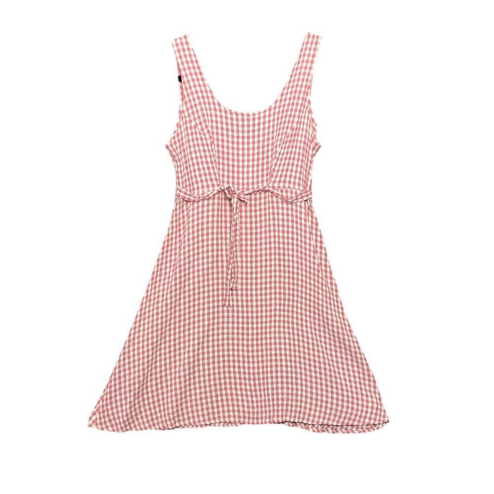 Y2K Vintage Pink & White Gingham Plaid Dress Size 11/12 Cottagecore Coquette